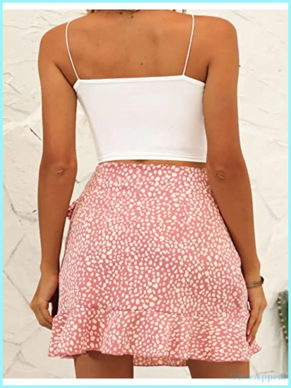 Women's High Waist Wrap Floral Ruffle Mini Skirt Polyester